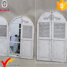 Ecorative Vintage Style Arched Shutter Window Wood Mirror